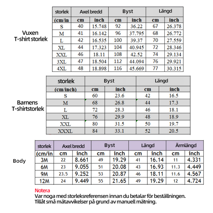 "Familj klädd i matchande vita T-shirts och bodys för barn och vuxna, visande en enhetlig och kärleksfull design."