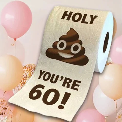 "Färgfullt födelsedagstoalettpapper med roliga motiv, perfekt för överraskningar och att skapa glada stunder i badrummet."