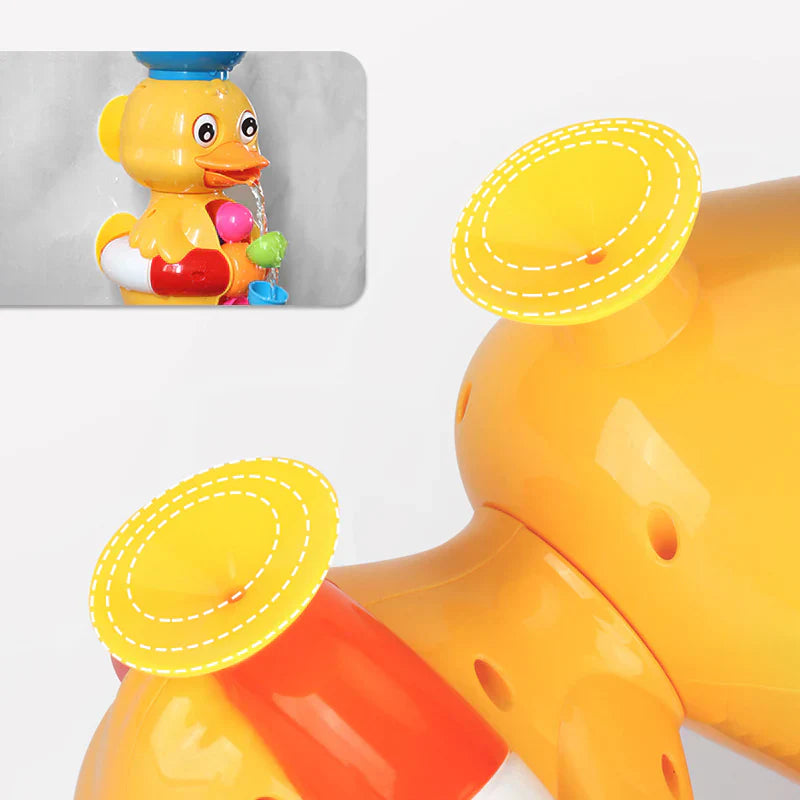 "Färgglad anka badleksak med vattenhjul, perfekt för barn, stimulerar sinnen och säkerställer rolig badtid."