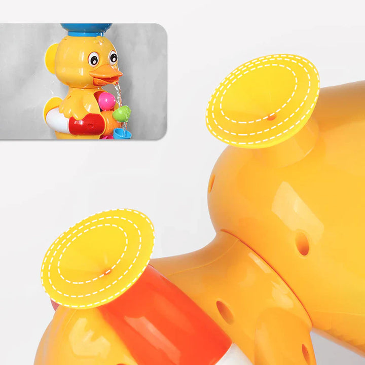 "Färgglad anka badleksak med vattenhjul, perfekt för barn, stimulerar sinnen och säkerställer rolig badtid."