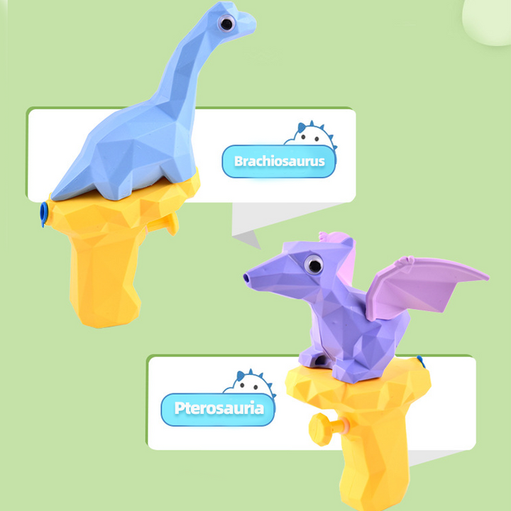 "Färgglad dinosaurieformad vattenpistol för barn, perfekt för sommarlekar. Enkel användning och säker för små händer."