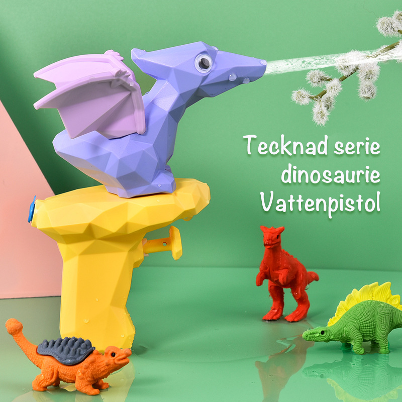 "Färgglad dinosaurieformad vattenpistol för barn, perfekt för sommarlekar. Enkel användning och säker för små händer."