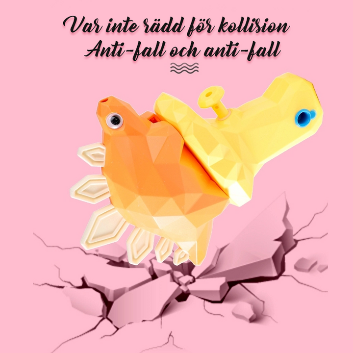 "Färgglad dinosaurieformad vattenpistol för barn, perfekt för sommarlekar. Enkel användning och säker för små händer."
