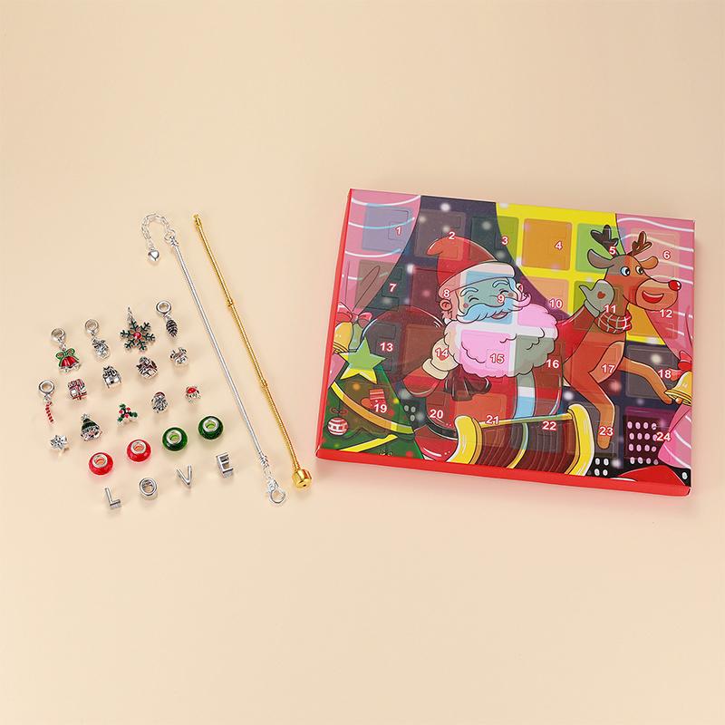 "Färgglad DIY armband adventskalender för tjejer, med varje dag en ny berlock, nickelfritt och anpassningsbart armband."