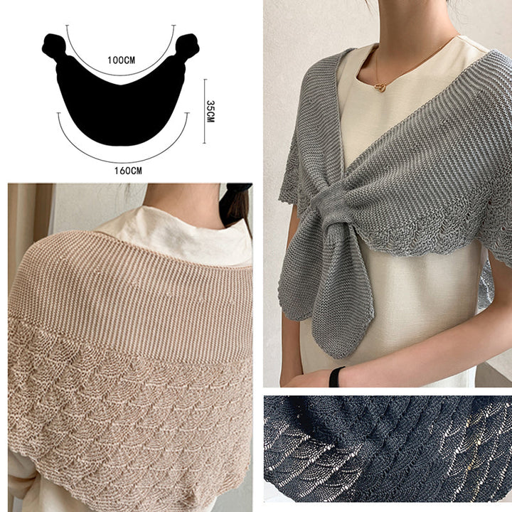 "Färgglad fiskstjärtsmönstrad sjalsjal i polyester med livfulla färger för kvinnor, perfekt som elegant accessoar."