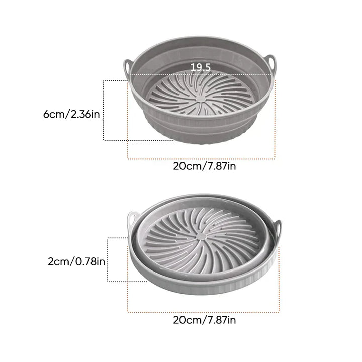 "Färgglad hopfällbar silikon air fryer grillpanna för kök, kvadratisk form, främjar hälsosam och enkel matlagning."