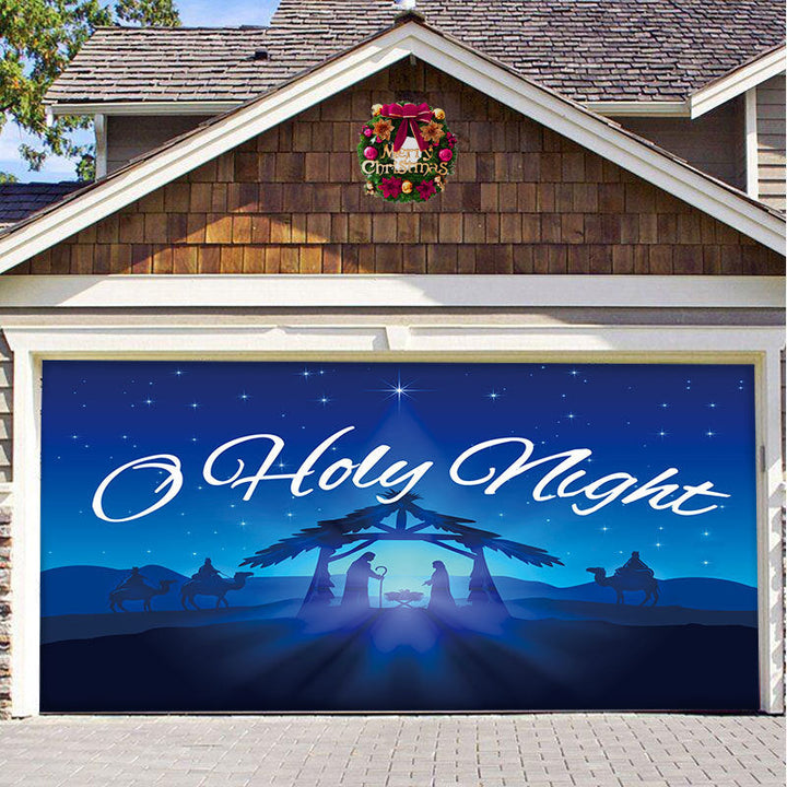 "Färgglad julbanner i polyester för garageport utomhus, 200x150 cm, sprider julglädje och passar sektionella portar."