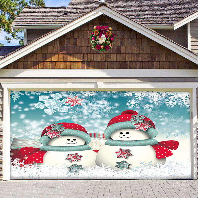 "Färgglad julbanner i polyester för garageport utomhus, 200x150 cm, sprider julglädje och passar sektionella portar."