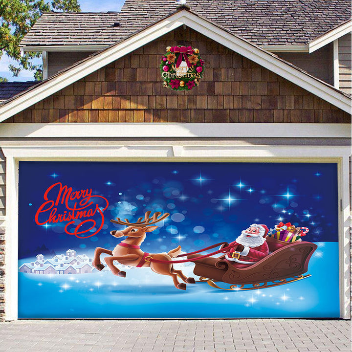 "Färgglad julbanner i polyester för garageport utomhus, 200x150 cm, sprider julglädje och passar sektionella portar."