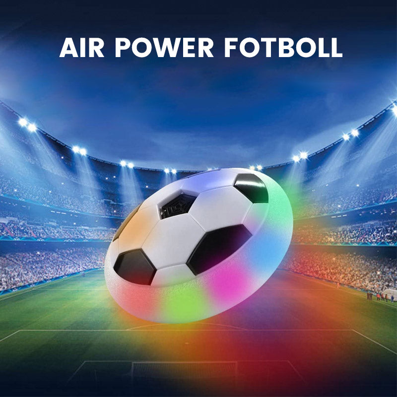 "Färgglad LED-fotboll med hover-effekt, perfekt för barn och husdjur att leka inomhus i mörka miljöer."