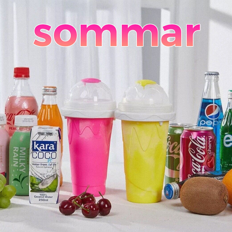 "Färgglad magisk slush-kopp i silikon för uppfriskande sommarfrysupplevelse. Perfekt för att göra frysta drycker hemma."