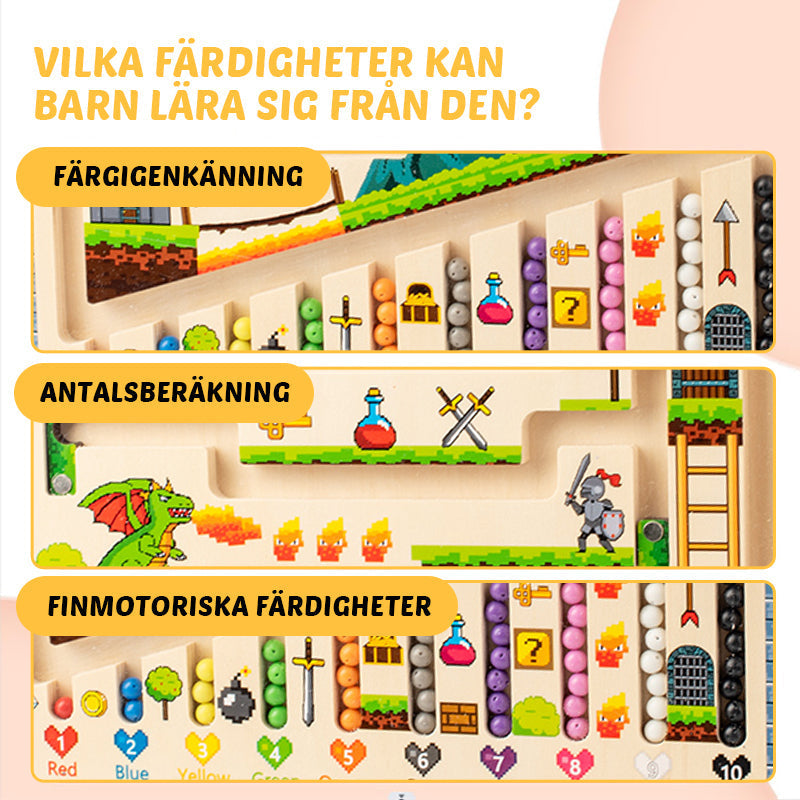 "Färgglad magnetisk träfärglabyrint för barn, pedagogisk leksak som förbättrar finmotorik och koordination."