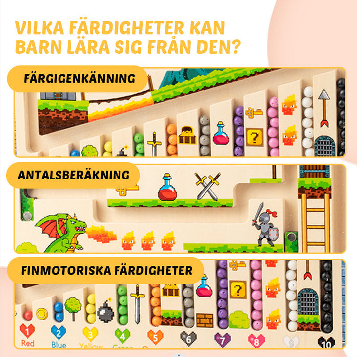"Färgglad magnetisk träfärglabyrint för barn, pedagogisk leksak som förbättrar finmotorik och koordination."