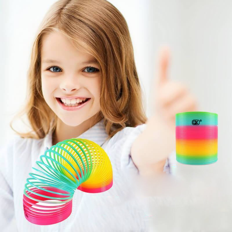 "Färgglad och flexibel regnbågsliknande leksak för barnfest, perfekt för kreativ lek och koordinationsträning."