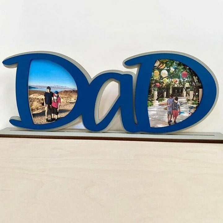 "Färgglad pappa tavelram i trä med rörande inskriptioner, perfekt present för fars dag eller födelsedag."