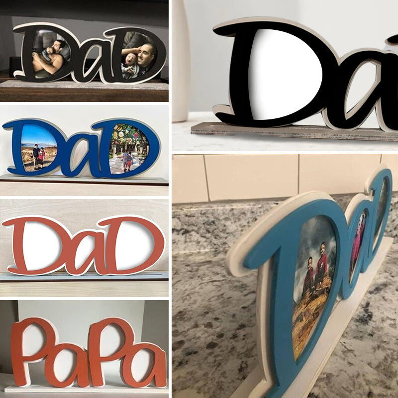 "Färgglad pappa tavelram i trä med rörande inskriptioner, perfekt present för fars dag eller födelsedag."