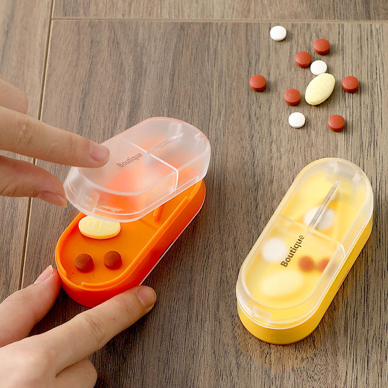 "Färgglad portabel pilleravskärar-organisatör med flera fack, ergonomisk design för enkel medicinhantering, hälsa och välbefi