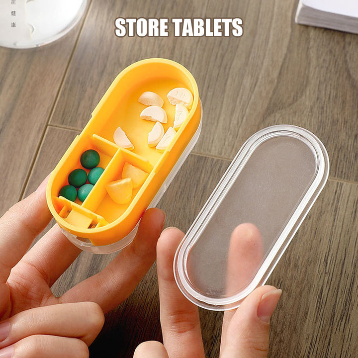 "Färgglad portabel pilleravskärar-organisatör med flera fack, ergonomisk design för enkel medicinhantering, hälsa och välbefi