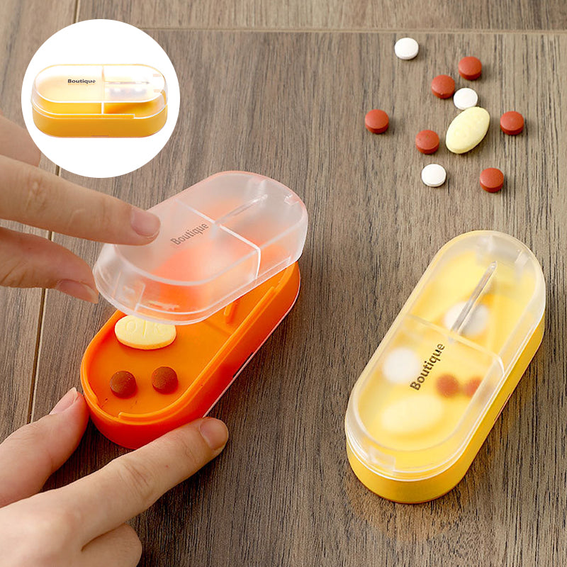 "Färgglad portabel pilleravskärar-organisatör med flera fack, ergonomisk design för enkel medicinhantering, hälsa och välbefi