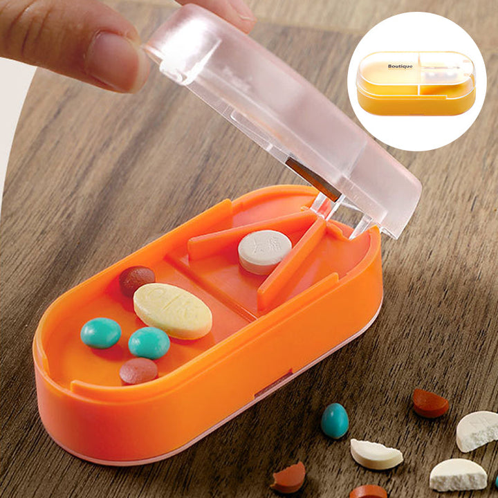 "Färgglad portabel pilleravskärar-organisatör med flera fack, ergonomisk design för enkel medicinhantering, hälsa och välbefi