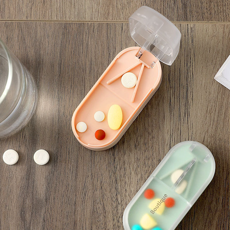 "Färgglad portabel pilleravskärar-organisatör med flera fack, ergonomisk design för enkel medicinhantering, hälsa och välbefi