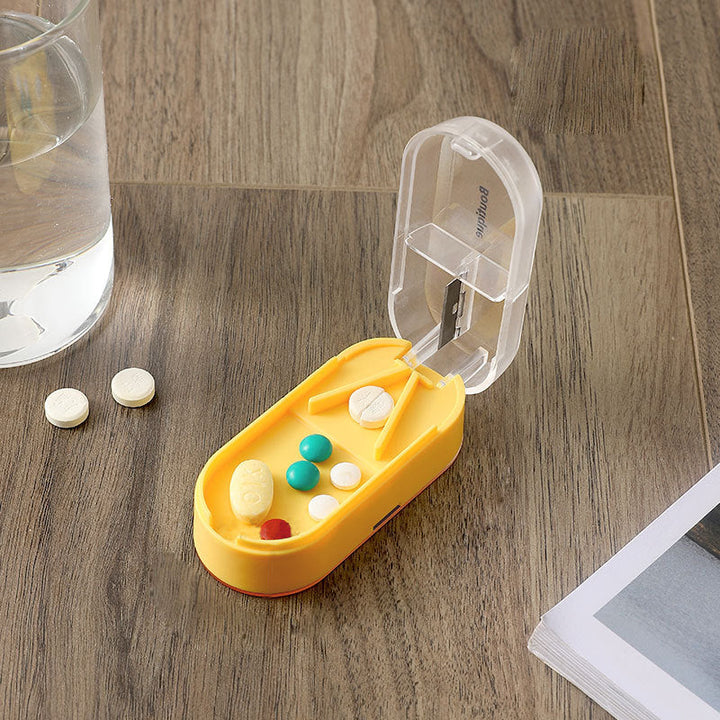 "Färgglad portabel pilleravskärar-organisatör med flera fack, ergonomisk design för enkel medicinhantering, hälsa och välbefi