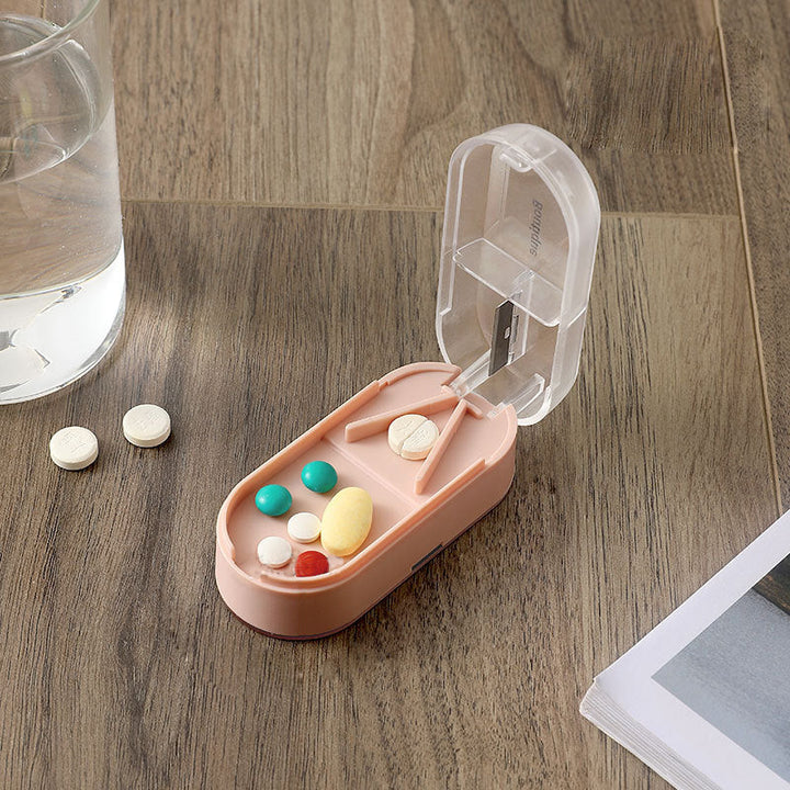 "Färgglad portabel pilleravskärar-organisatör med flera fack, ergonomisk design för enkel medicinhantering, hälsa och välbefi
