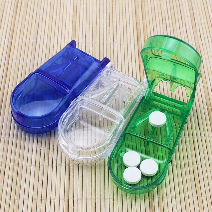 "Färgglad portabel pilleravskärar-organisatör med flera fack, ergonomisk design för enkel medicinhantering, hälsa och välbefi