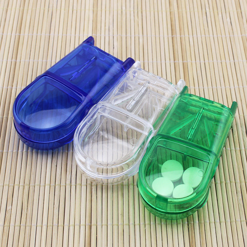 "Färgglad portabel pilleravskärar-organisatör med flera fack, ergonomisk design för enkel medicinhantering, hälsa och välbefi