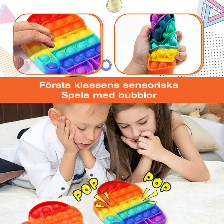 "Färgglad silikon fidget klämleksak för stressavlastning, poppande ljud och avslappnande känsla, idealisk för alla åldrar."