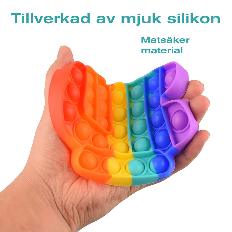"Färgglad silikon fidget klämleksak för stressavlastning, poppande ljud och avslappnande känsla, idealisk för alla åldrar."
