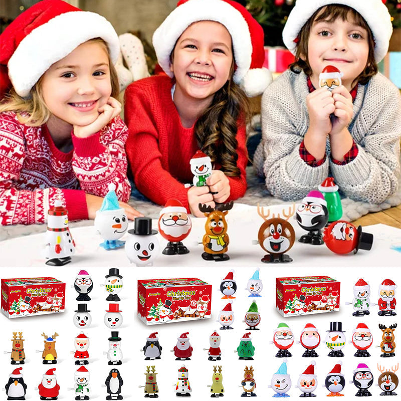 "Färgglad snurrande julleksak i plast med motiv av tomte och snögubbe, perfekt för barnens festliga dekorationer."