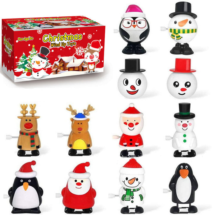 "Färgglad snurrande julleksak i plast med motiv av tomte och snögubbe, perfekt för barnens festliga dekorationer."
