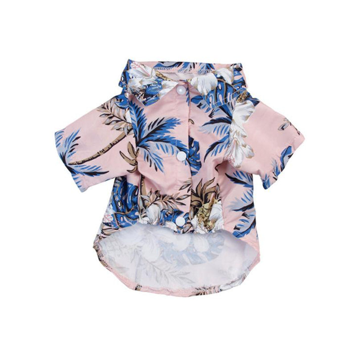 "Färgglad sommar Hawaiian t-shirt för husdjur i lätt polyester, blommönster för stil och komfort vid alla tillfällen."