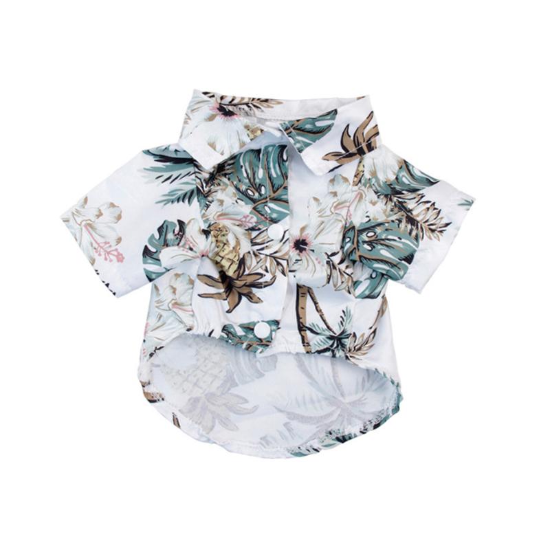 "Färgglad sommar Hawaiian t-shirt för husdjur i lätt polyester, blommönster för stil och komfort vid alla tillfällen."