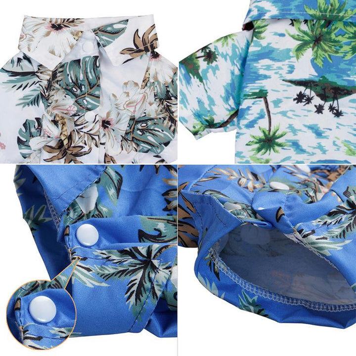 "Färgglad sommar Hawaiian t-shirt för husdjur i lätt polyester, blommönster för stil och komfort vid alla tillfällen."
