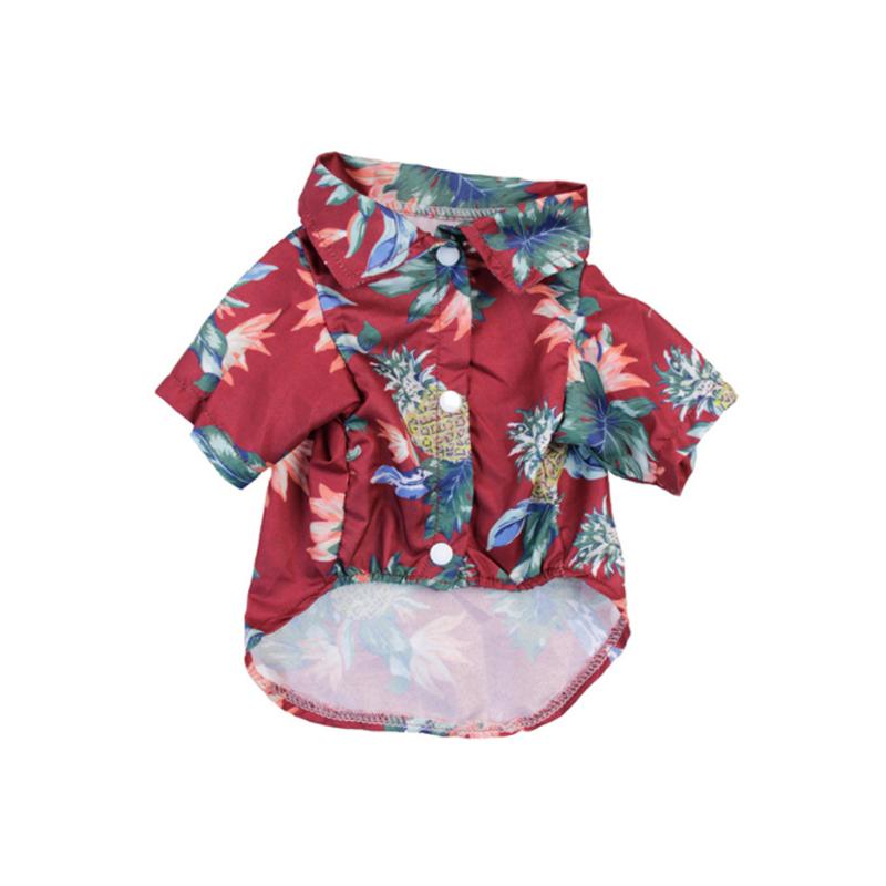 "Färgglad sommar Hawaiian t-shirt för husdjur i lätt polyester, blommönster för stil och komfort vid alla tillfällen."