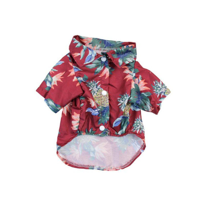 "Färgglad sommar Hawaiian t-shirt för husdjur i lätt polyester, blommönster för stil och komfort vid alla tillfällen."