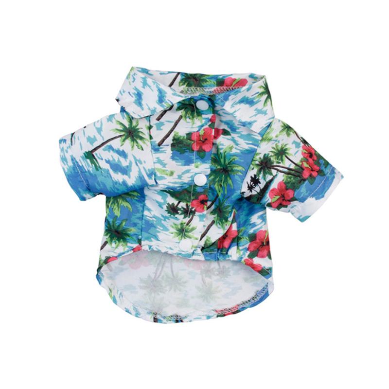 "Färgglad sommar Hawaiian t-shirt för husdjur i lätt polyester, blommönster för stil och komfort vid alla tillfällen."