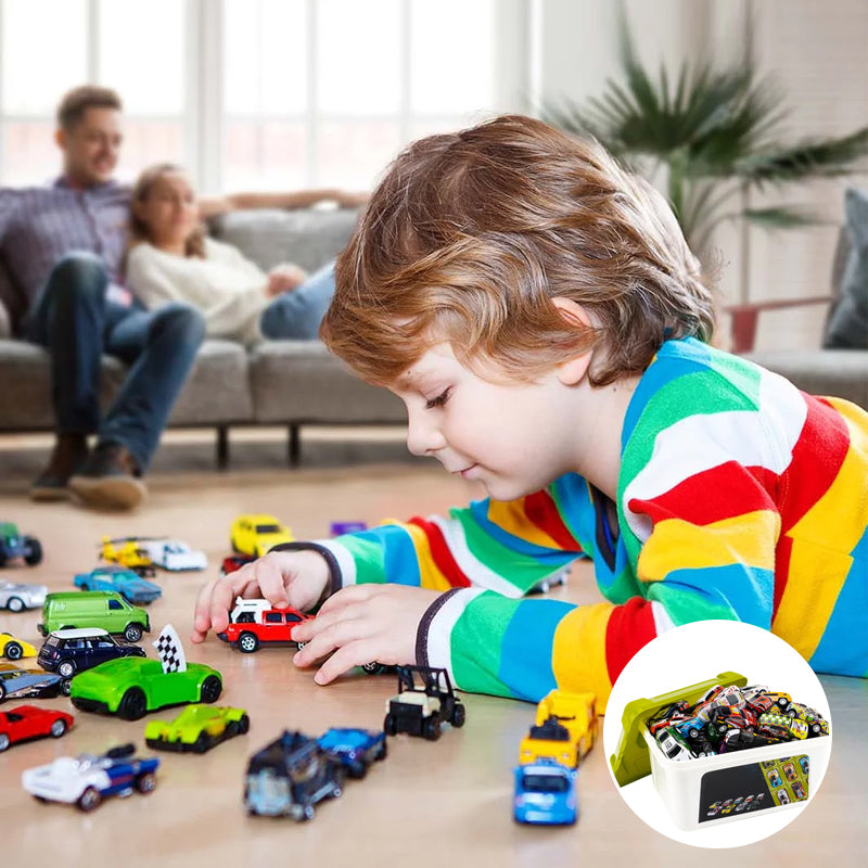"Färgglad tröghetsdriven leksaksbil för barn, hållbar design i levande färger för spännande och säker lek."