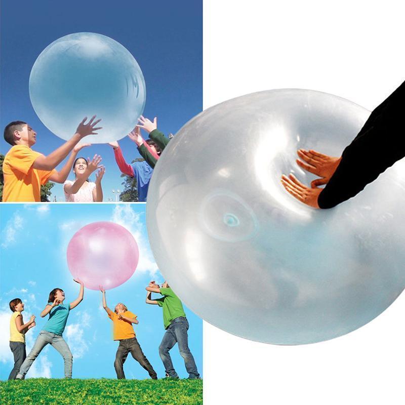 "Färgglad uppblåsbar Bubble Ball för barn, perfekt för utomhuslek. Tillverkad av hållbart material, finns i rosa, grön och bl