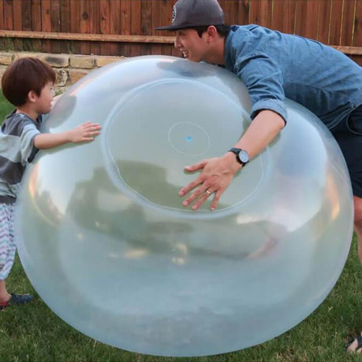 "Färgglad uppblåsbar Bubble Ball för barn, perfekt för utomhuslek. Tillverkad av hållbart material, finns i rosa, grön och bl