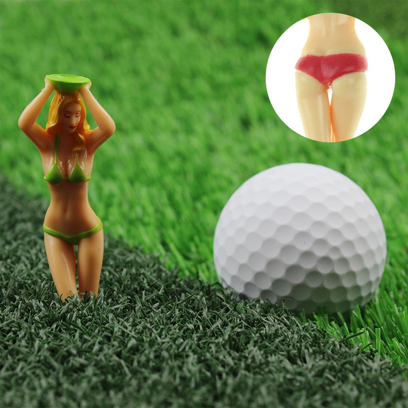 Färgglada bikini golfpeggs i plast, 7.5 cm, för kvinnor; gör golf spelet roligt. 6 olika färger, lätt och hållbart tilbehör.
