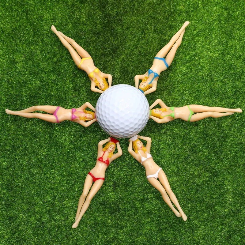 Färgglada bikini golfpeggs i plast, 7.5 cm, för kvinnor; gör golf spelet roligt. 6 olika färger, lätt och hållbart tilbehör.