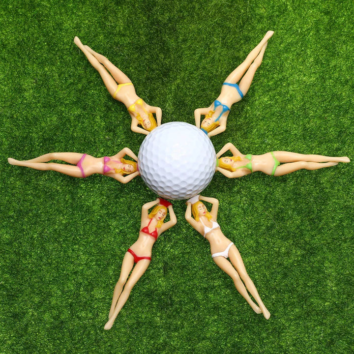 Färgglada bikini golfpeggs i plast, 7.5 cm, för kvinnor; gör golf spelet roligt. 6 olika färger, lätt och hållbart tilbehör.
