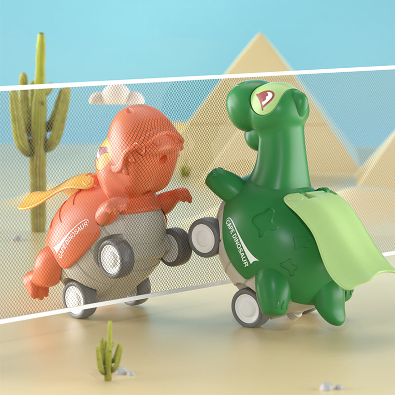 "Färgglada dinosauriebilar för barn, inkluderar Brachiosaurus och Tyrannosaurus, säker BPA-fri plast för små händer."