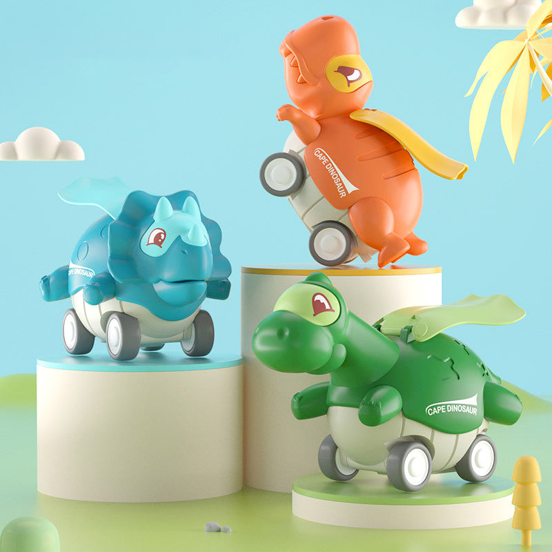 "Färgglada dinosauriebilar för barn, inkluderar Brachiosaurus och Tyrannosaurus, säker BPA-fri plast för små händer."