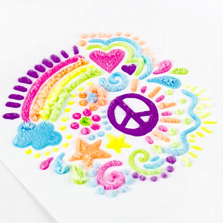 "Färgglada DIY Bubbel Popcorn Ritpennor, 6 st, skapar fluffiga 3D-effekter på papper, glas och plast för barnens konstprojekt