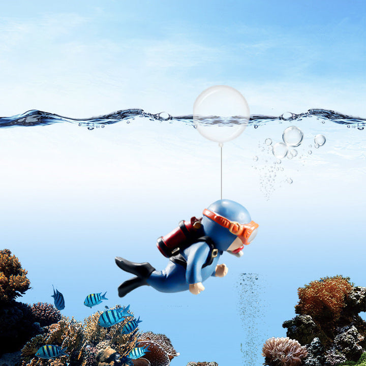 "Färgglada flytande akvariumdekorationer i blått och rött för trädgårdsdamm, justerbar position och säker användning."