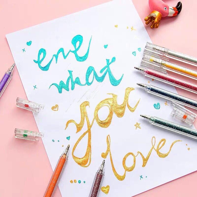 "Färgglada gelpennor för vuxna - 48 unika nyanser, inklusive glitter och neon. Perfekt för färgläggning och kreativt skapande